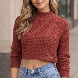 3/$25 Hollister Cropped Knit Sweater – Size M - Rust/Burnt Orange